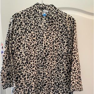 Harve Benard Leopard Top with Mandarin collar